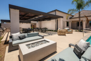 outdoor lounge area at delhaven pointe with pool furniture