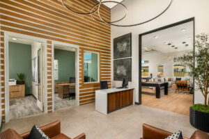 community area at Delhaven Pointe with access to the resident lounge and business center